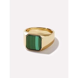 NWT Ana Luisa Michelle Signet Square Green Gold Ring 9